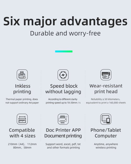 Six major advantages of MHT-M8 thermal printer including inkless printing, smart app control, and portability Six major advantages of MHT-M8 thermal printer including inkless printing, smart app control, and portability