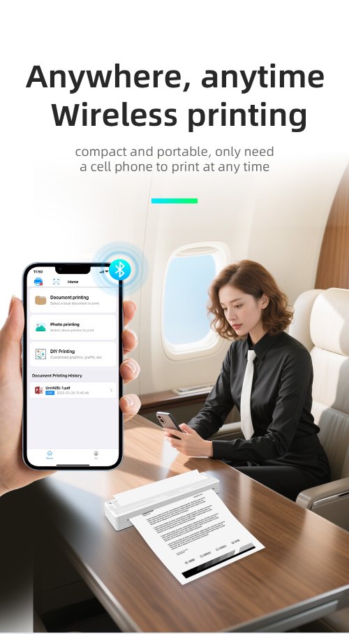 Anywhere anytime wireless printing with M8 mobile printer via smartphone Anywhere anytime wireless printing with M8 mobile printer via smartphone