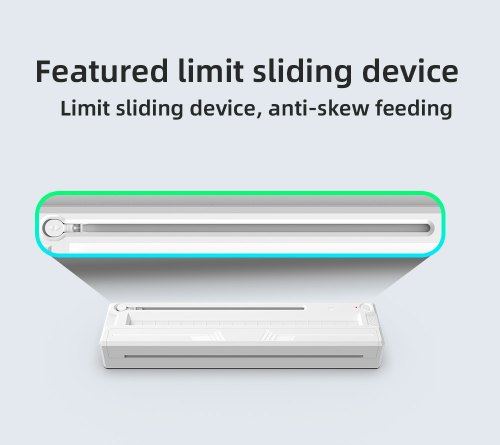 Featured limit sliding device and anti-skew feeding of M8 portable printer Featured limit sliding device and anti-skew feeding of M8 portable printer