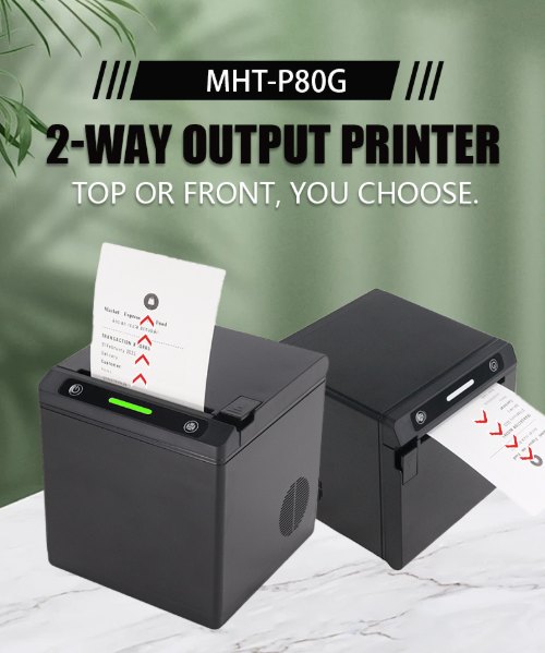 MHT-P80G 80mm thermal receipt printer with 2-way output supporting top and front dispensing MHT-P80G 80mm thermal receipt printer with 2-way output supporting top and front dispensing
