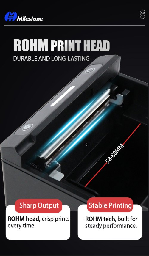 MHT-P80G equipped with durable ROHM print head for stable and sharp thermal printing MHT-P80G equipped with durable ROHM print head for stable and sharp thermal printing