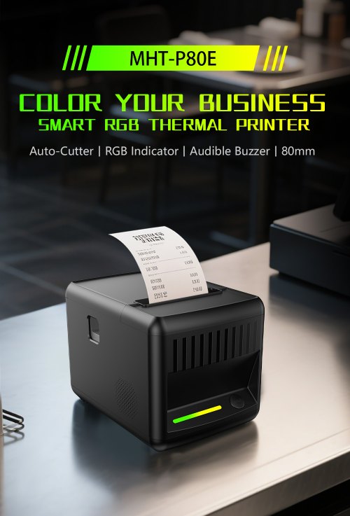 MHT-P80E 80mm smart thermal receipt printer with RGB light for colorful business