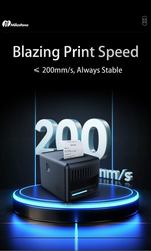 Blazing fast print speed up to 200mm/s for MHT-P80E thermal receipt printer
