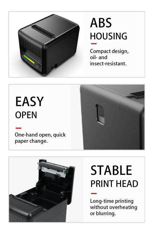 MHT-P80E durable ABS housing with easy open design and stable print head