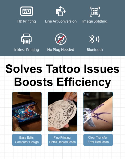 Say goodbye to traditional tracing with the MHT-P19 tattoo printer's 4-step easy printing Say goodbye to traditional tracing with the MHT-P19 tattoo printer's 4-step easy printing