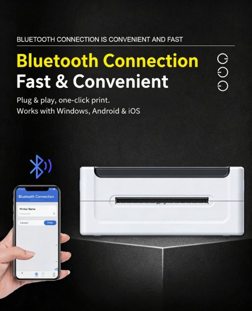 Fast and convenient Bluetooth wireless connection for the MHT-L1081 waybill label printer