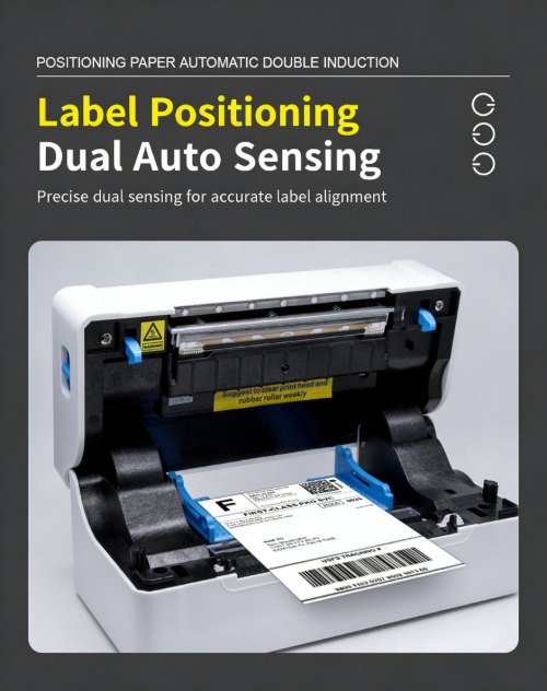 Dual auto-sensing technology for precise label positioning on the MHT-L1081 e-commerce printer