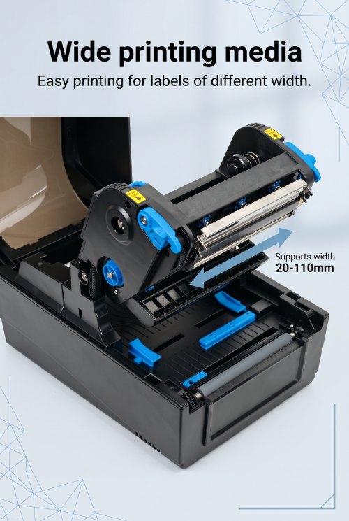 MHT-L1090 wide printing media support easily handling various label widths from 20mm to 118mm MHT-L1090 wide printing media support easily handling various label widths from 20mm to 118mm